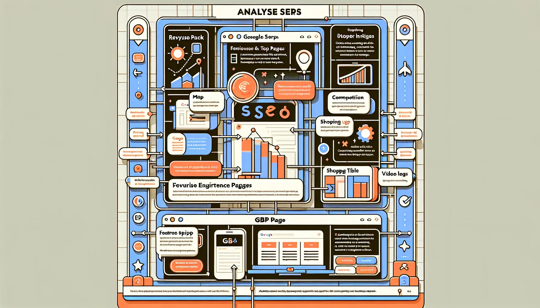 Three-step UK-focused infographic for researching SEO keywords and competitors.