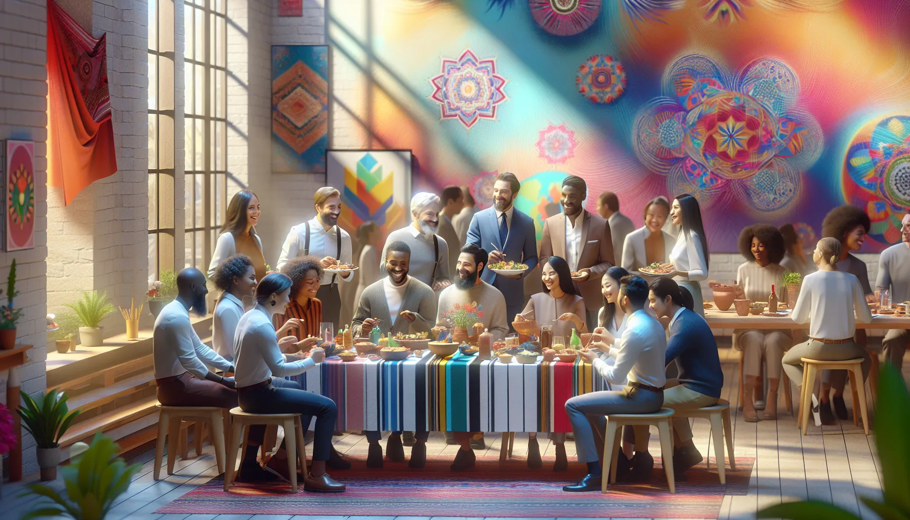 diverse community celebrating cultural traditions around a table.