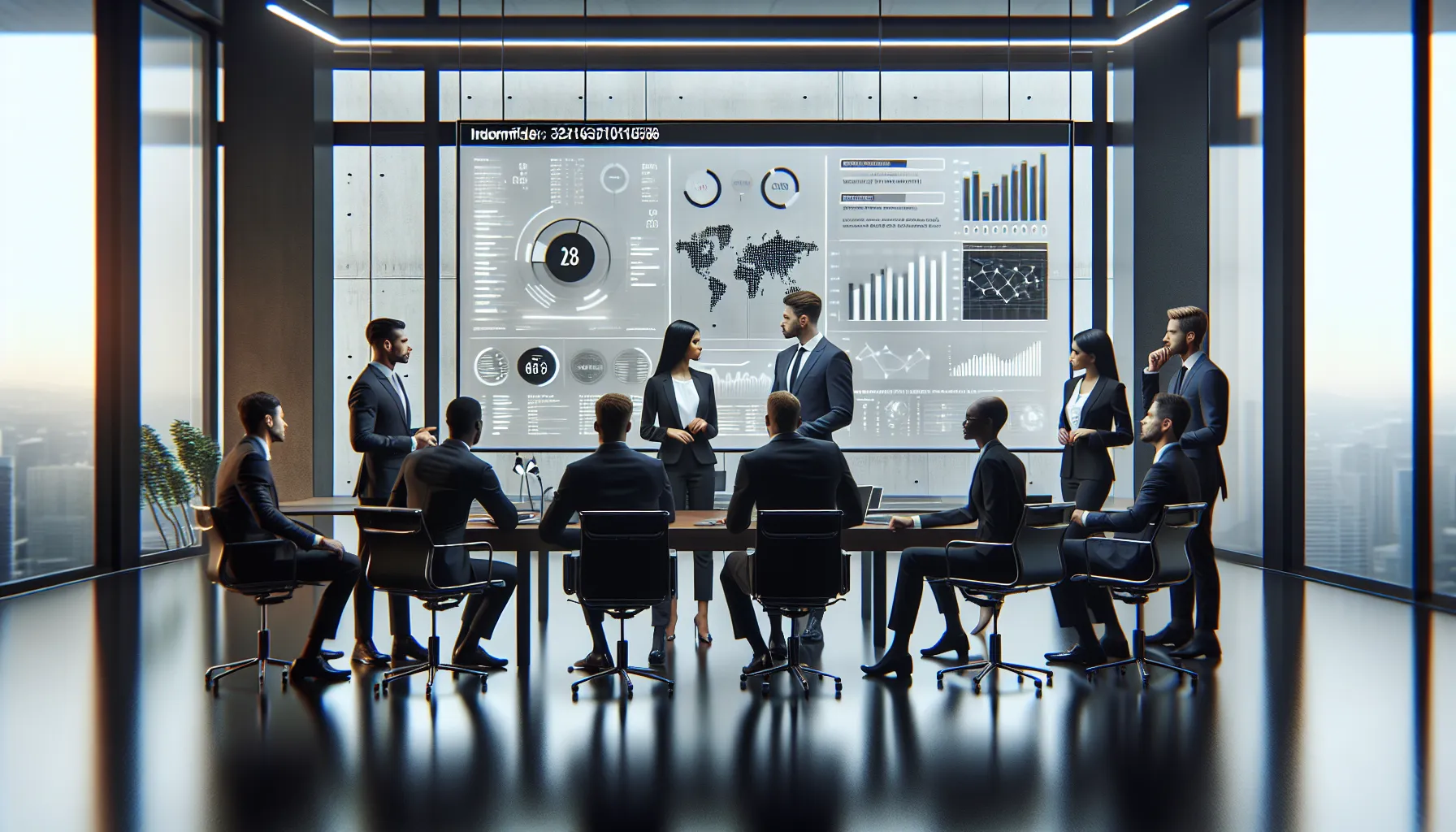 diverse team discussing data management in a modern office.