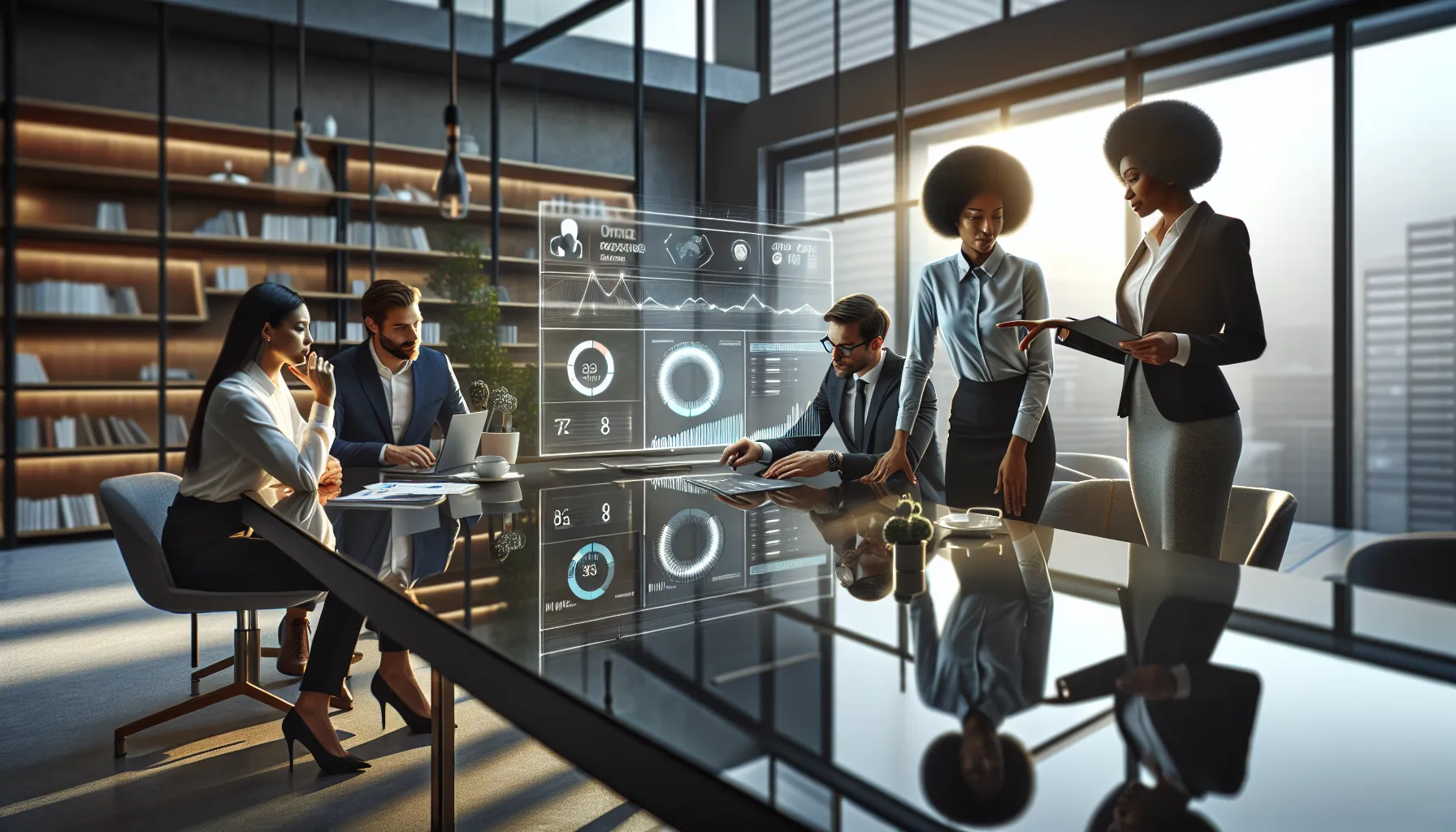 diverse team discussing IP address security in a modern office.