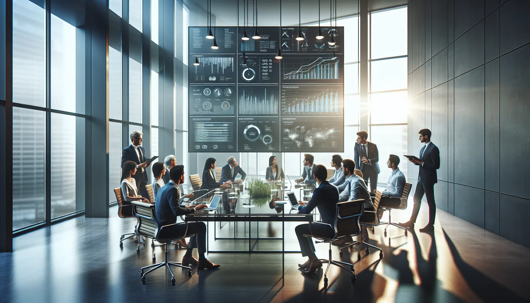 diverse team collaborating in a modern office setting.