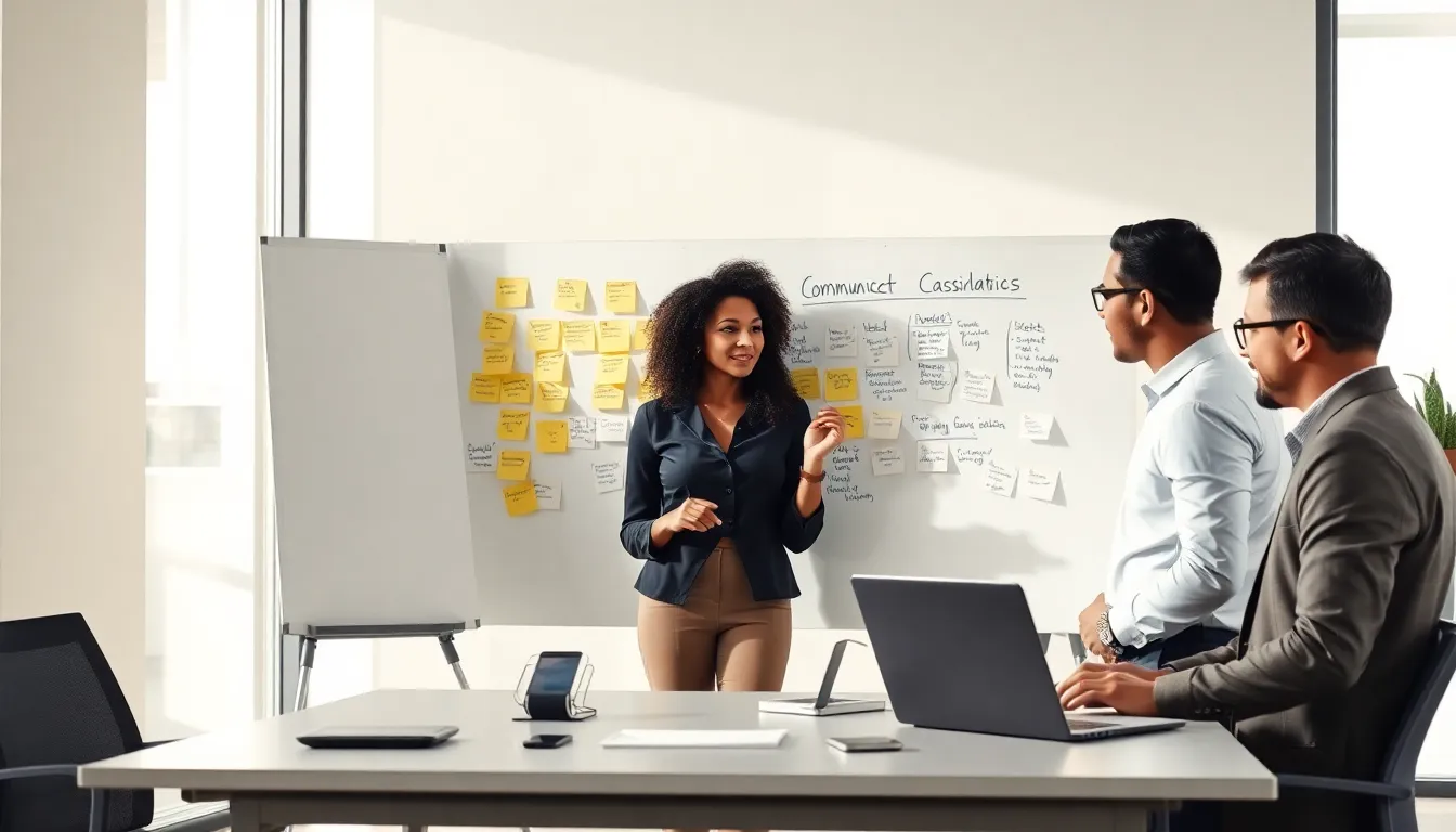 diverse team collaborating on website feedback in a modern office.