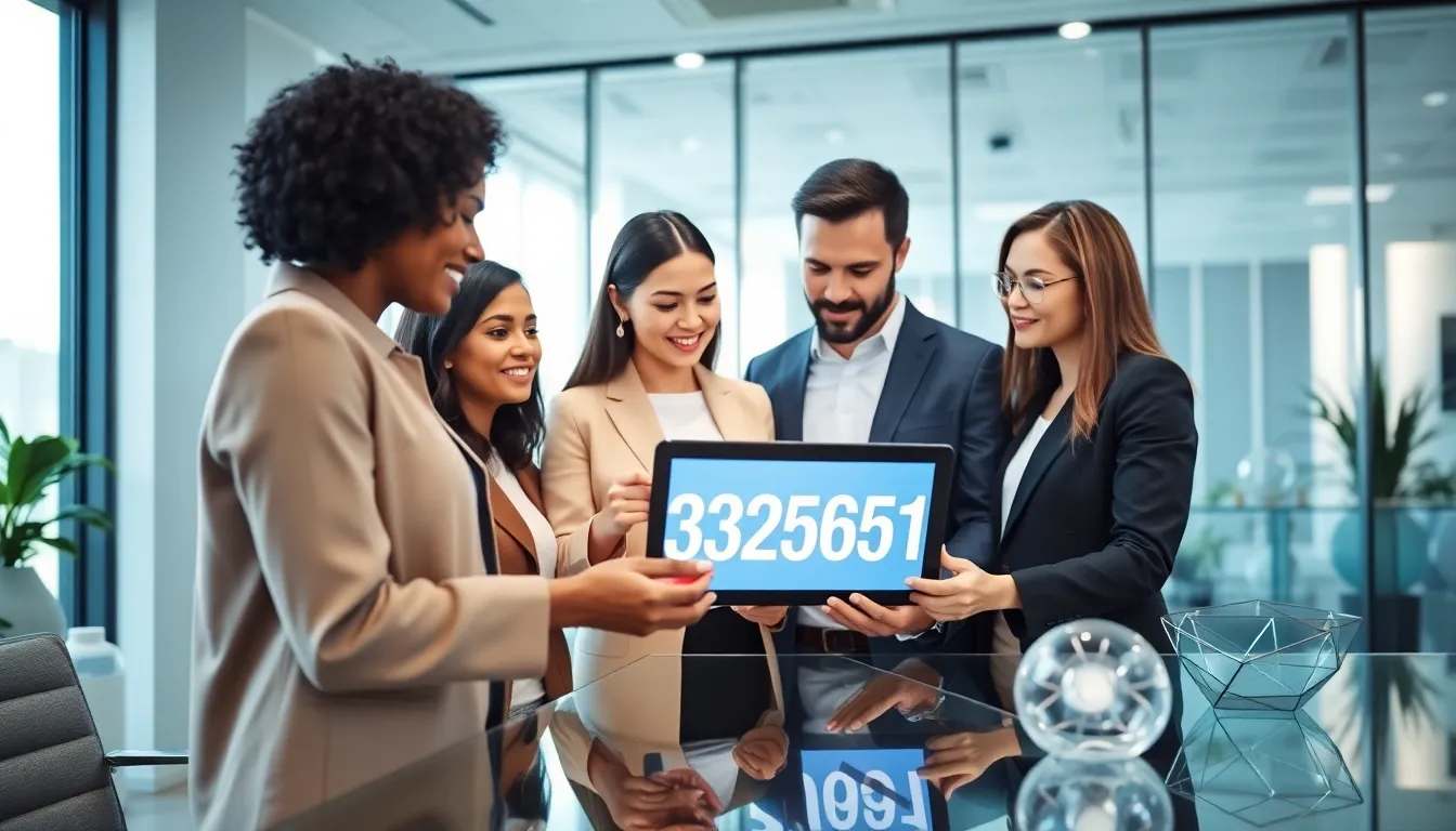 professionals discussing a unique identifier in a modern office