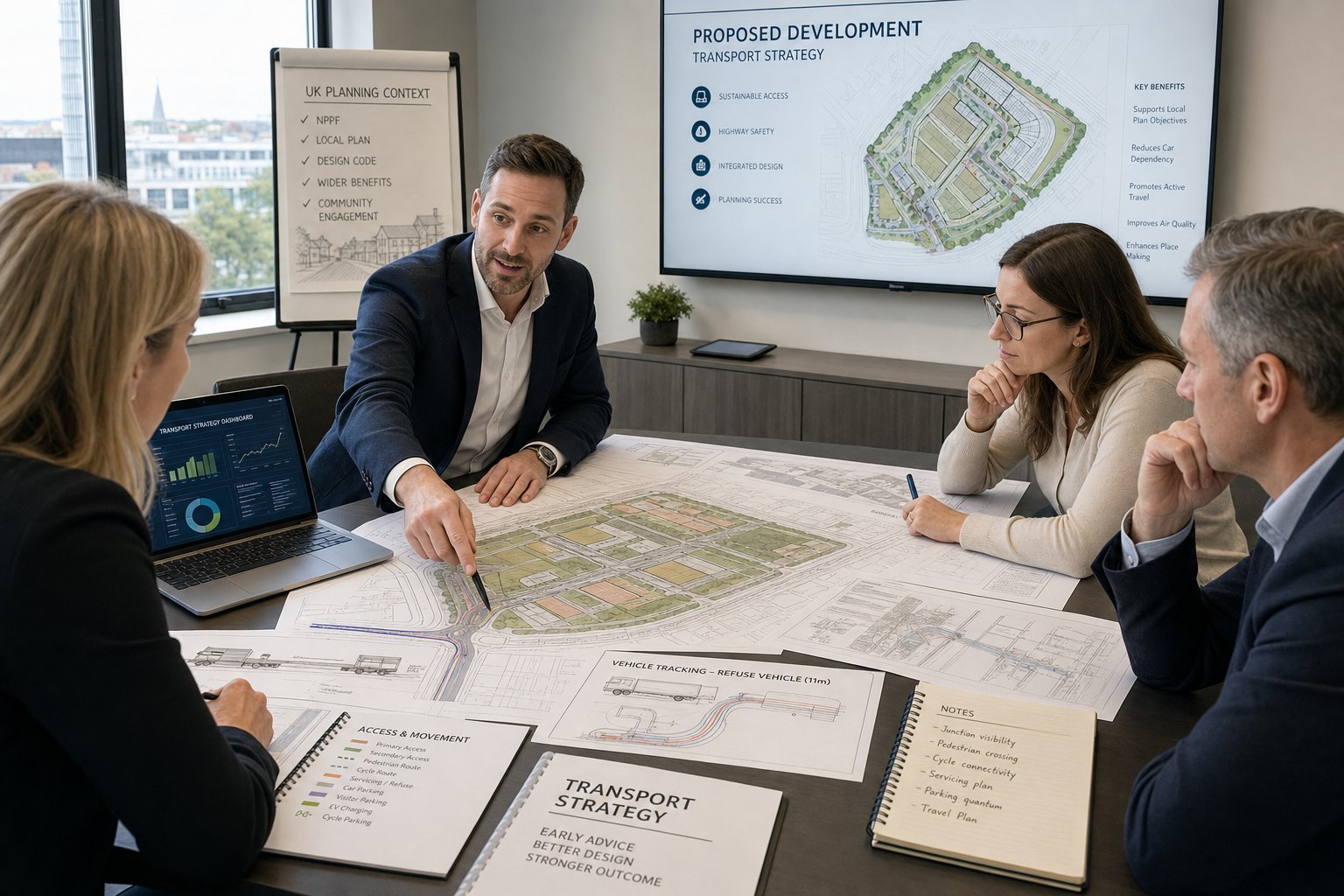 Transport consultant advising a development team over early site access plans.