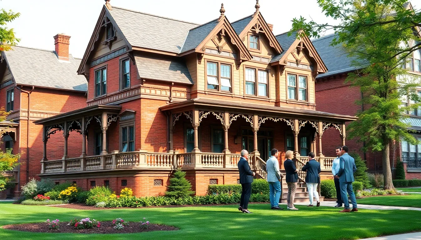 Queen Anne style home with intricate details in a historic neighborhood.