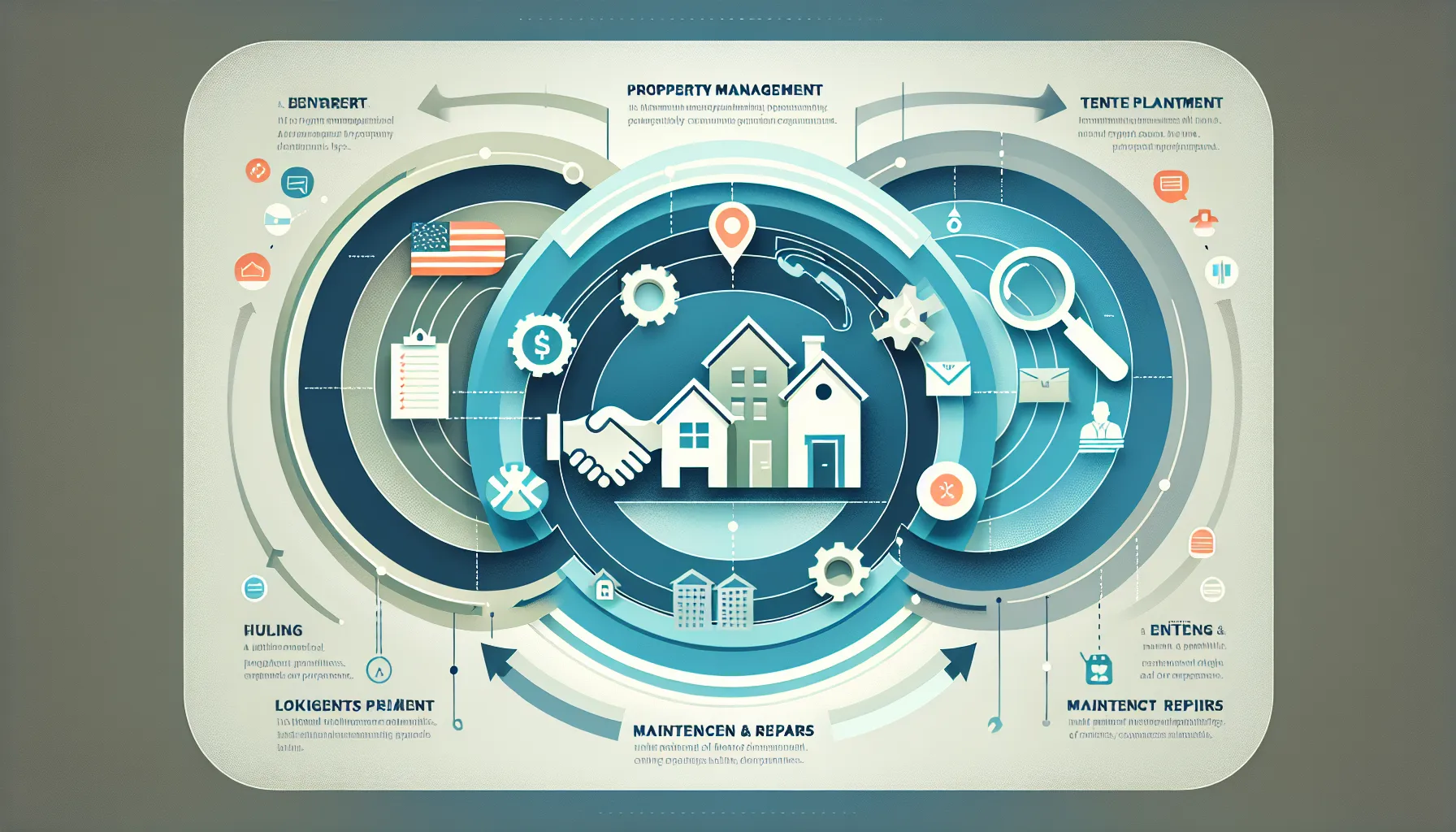 diagram showing property management, tenant placement, and maintenance services.