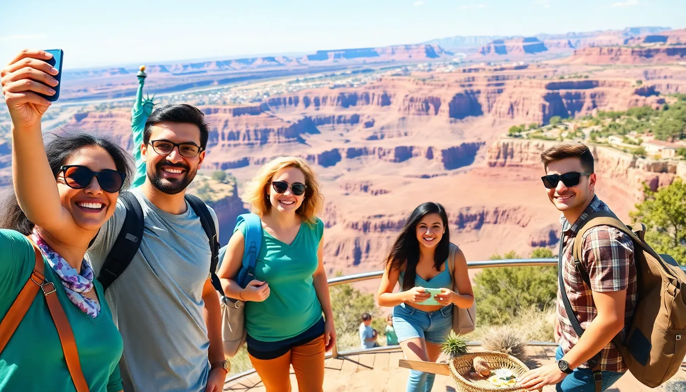 tourists enjoying attractions in the United States.
