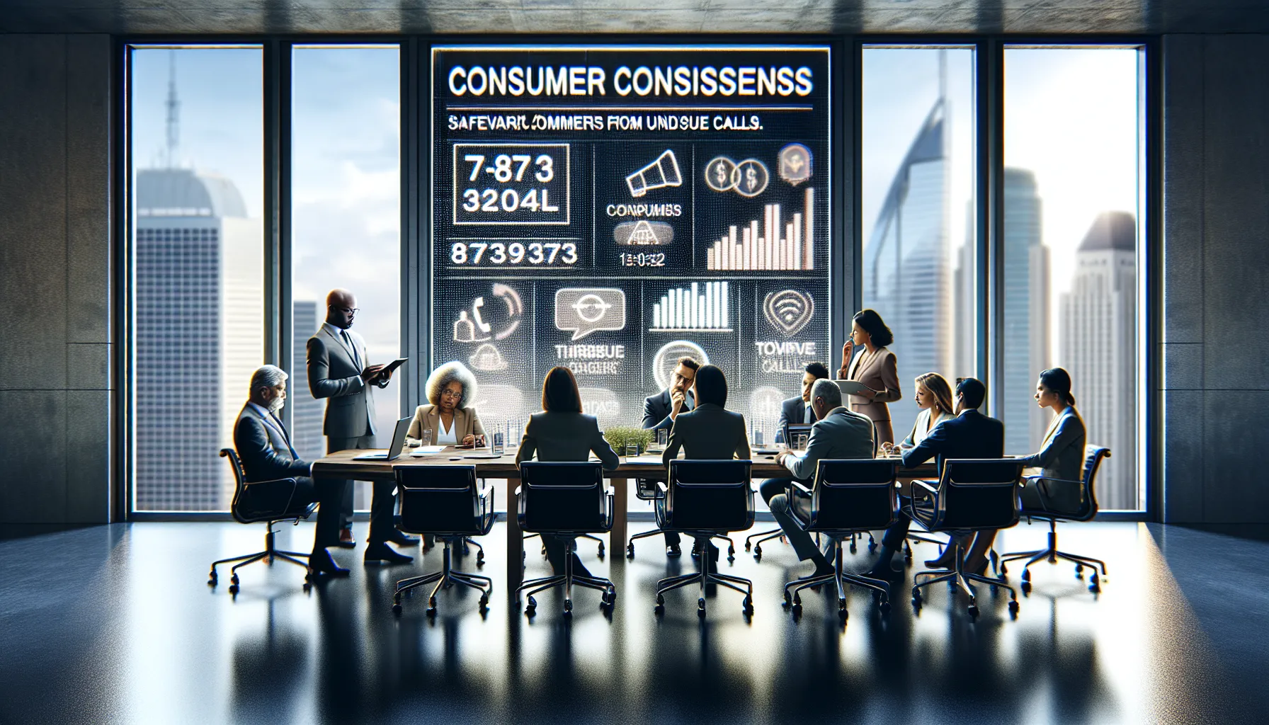diverse team discussing consumer protection against unwanted calls.