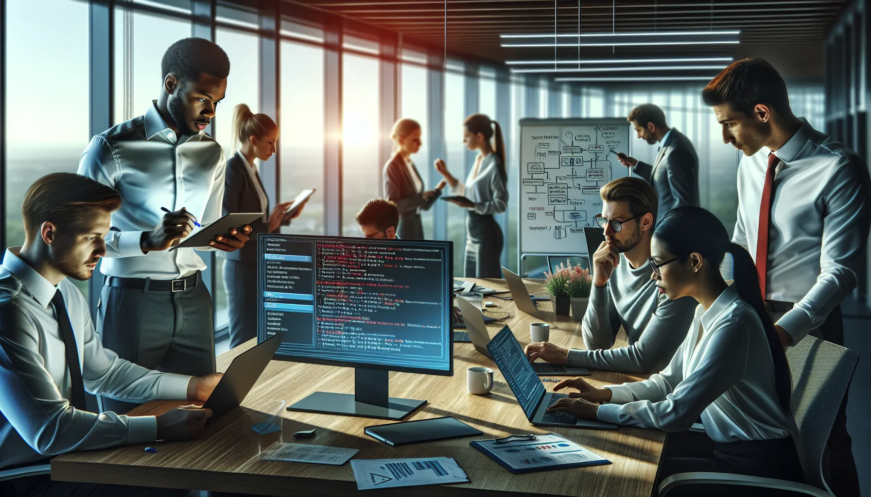 IT professionals collaborating to solve the Doayods bug issue.