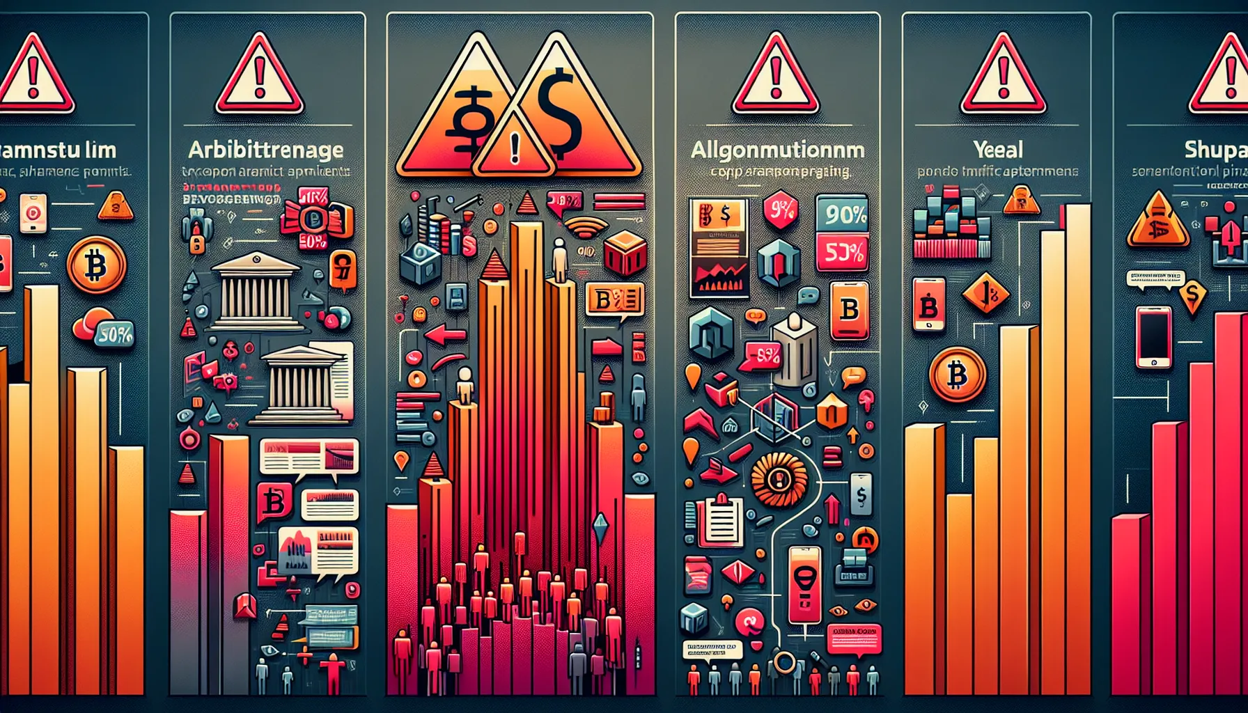 Three-tier warning infographic showing crypto scam patterns versus legitimate investment practices.