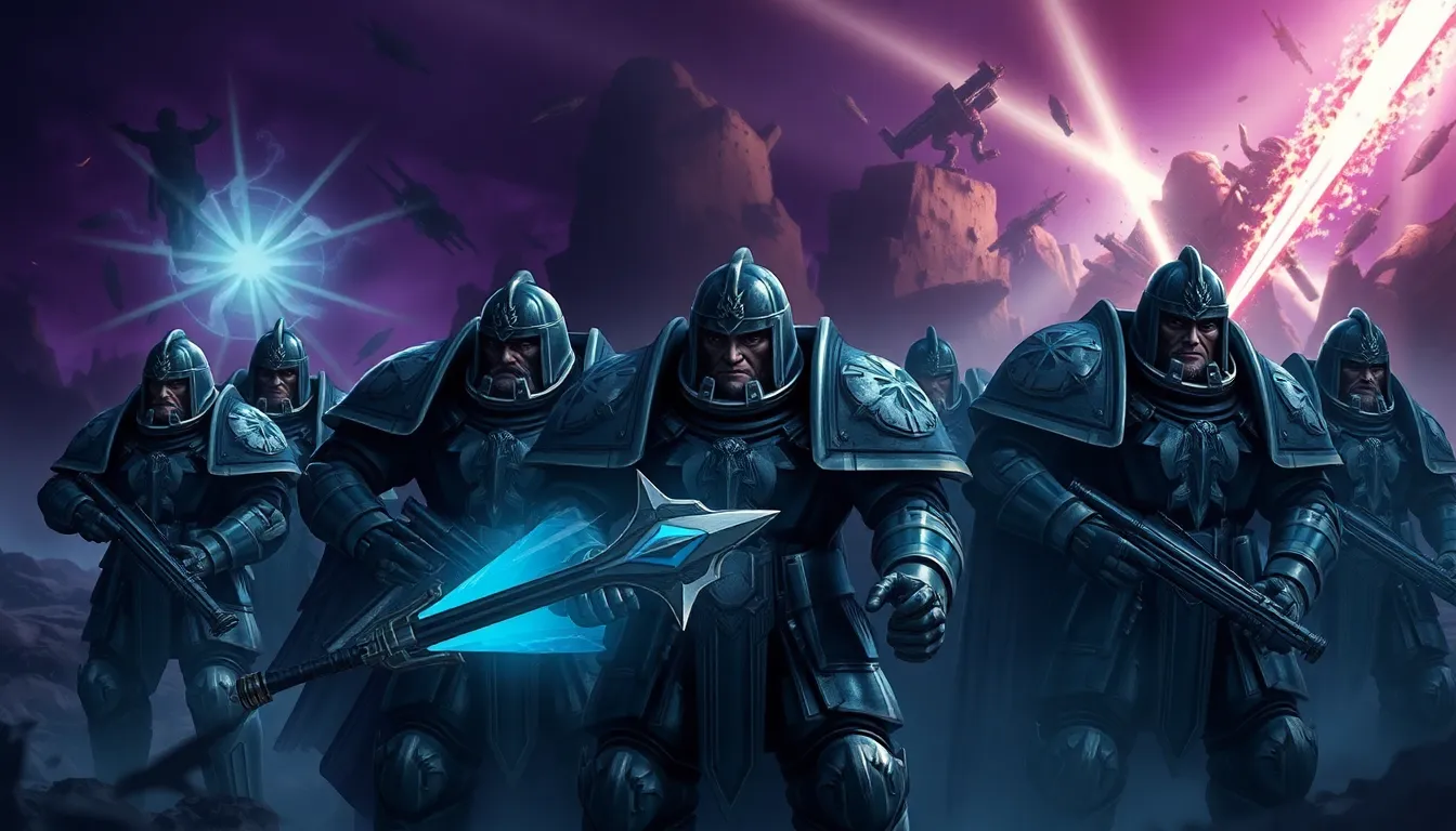 elite Daemonhunters in power armor prepared for battle.