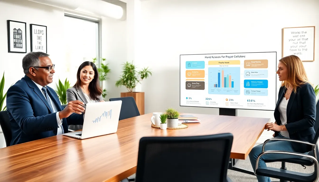 a diverse team of real estate agents collaborating in a modern office.