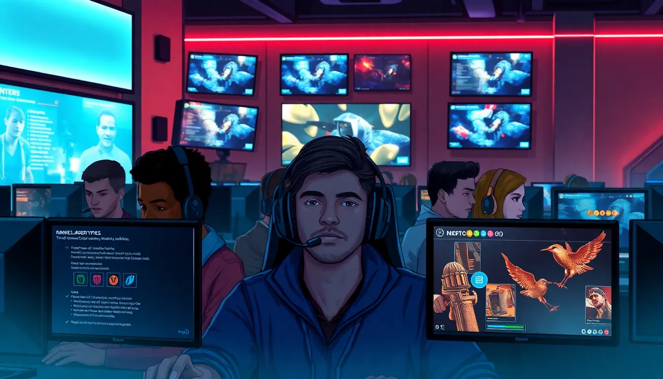 diverse gamers exploring Battlefield 3 server types at a modern gaming setup.