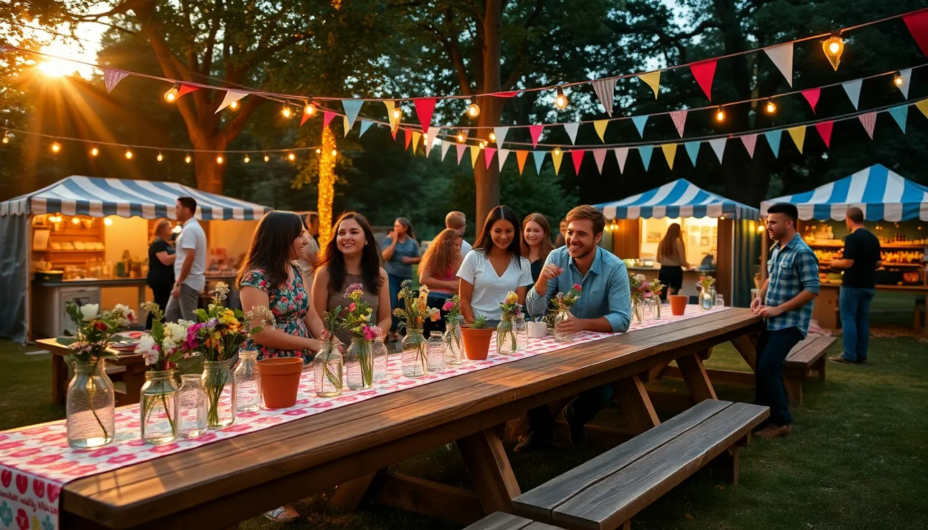 A beautifully decorated picnic area for a Thrifty Event celebration with friends.