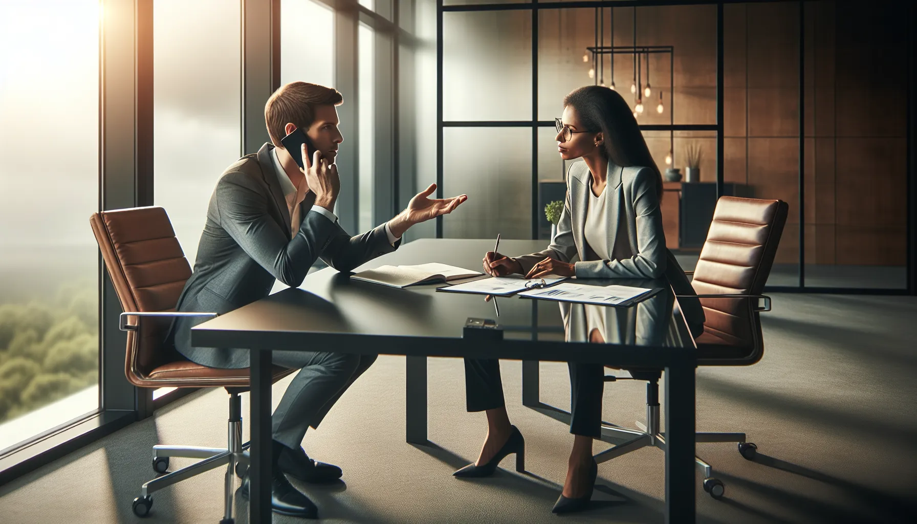 diverse team discussing strategies in a modern office setting.