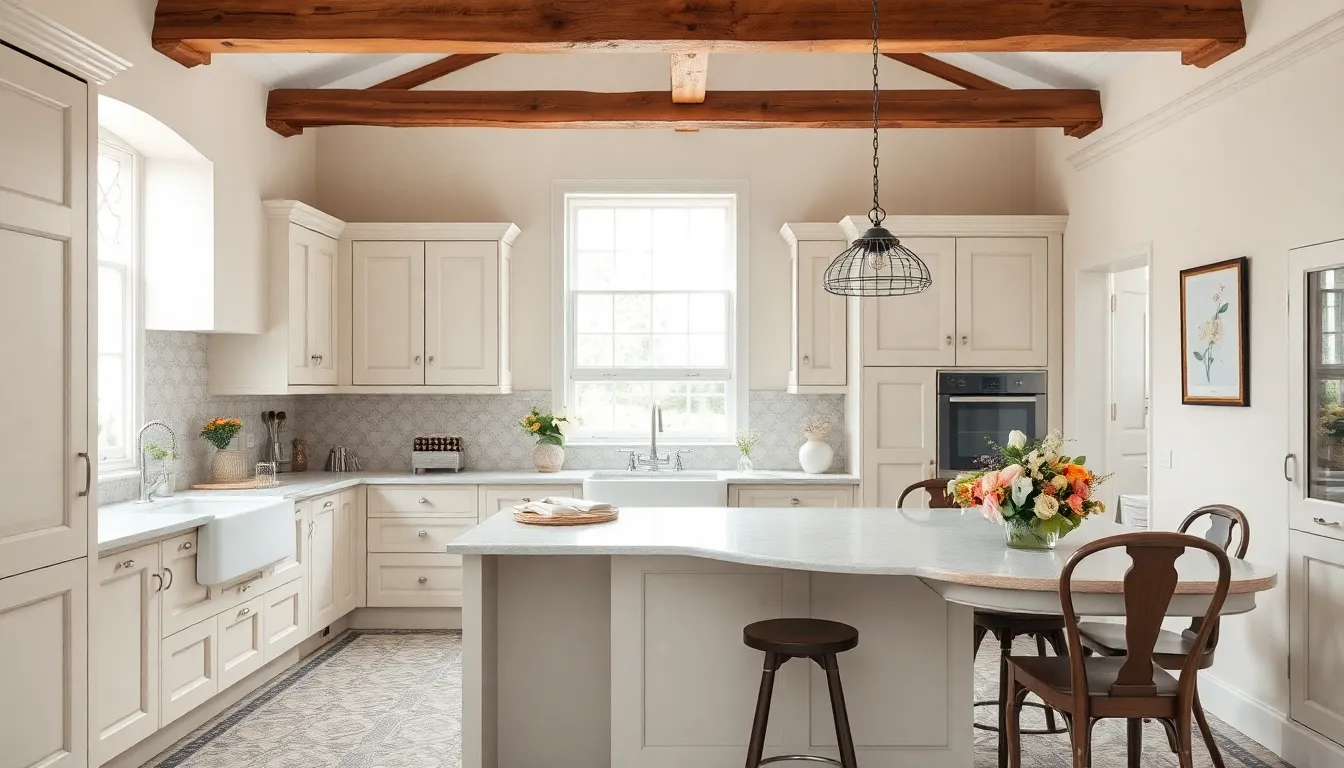 modern English kitchen with traditional and contemporary design elements.