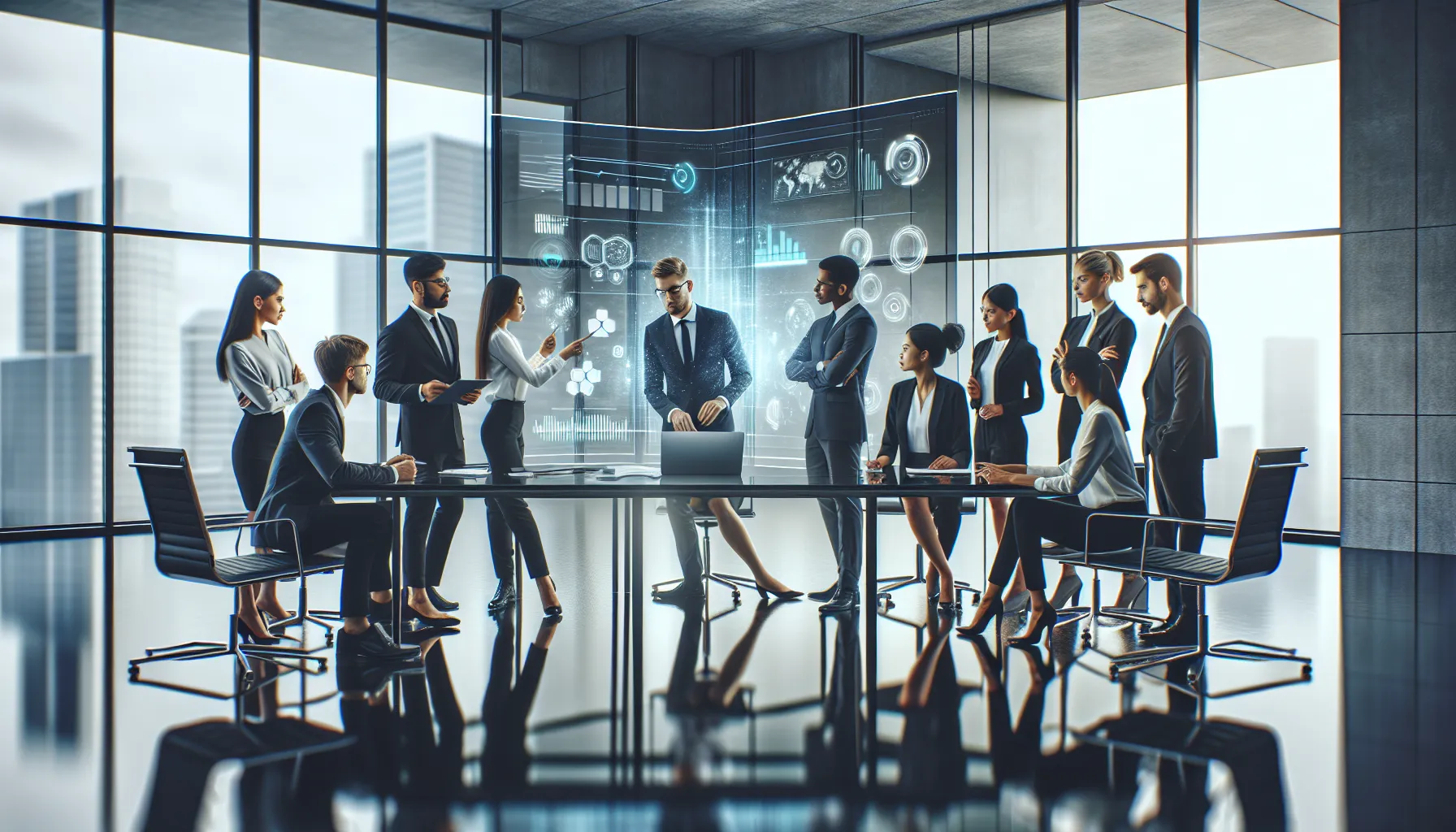 diverse team collaborating on tech solutions in a modern office.