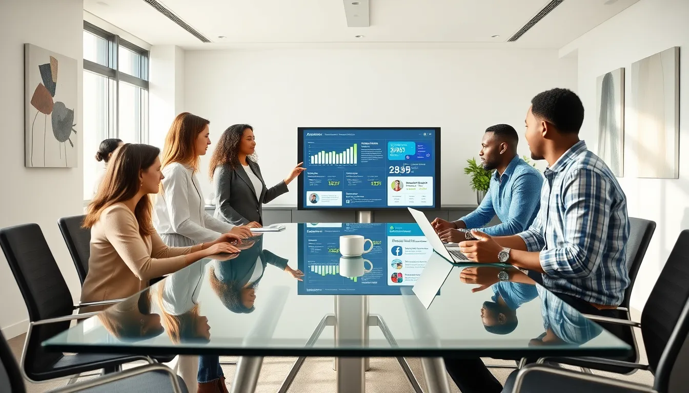 diverse team collaborating in a modern office setting.