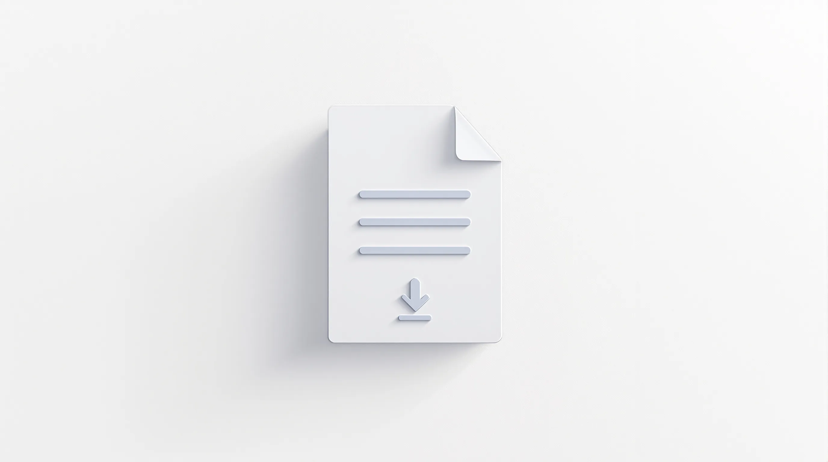 Minimal PDF document icon with download arrow on clean white background.
