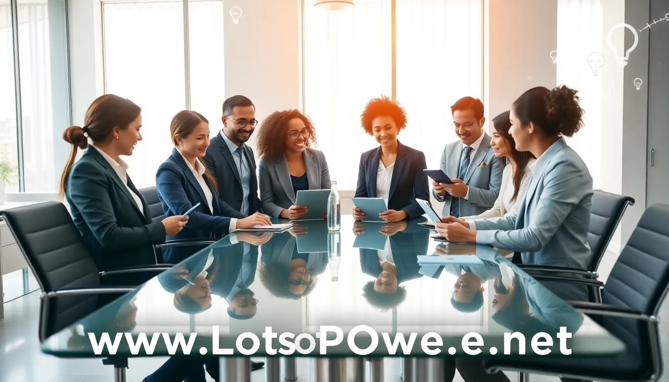 diverse professionals discussing in a modern office setting.