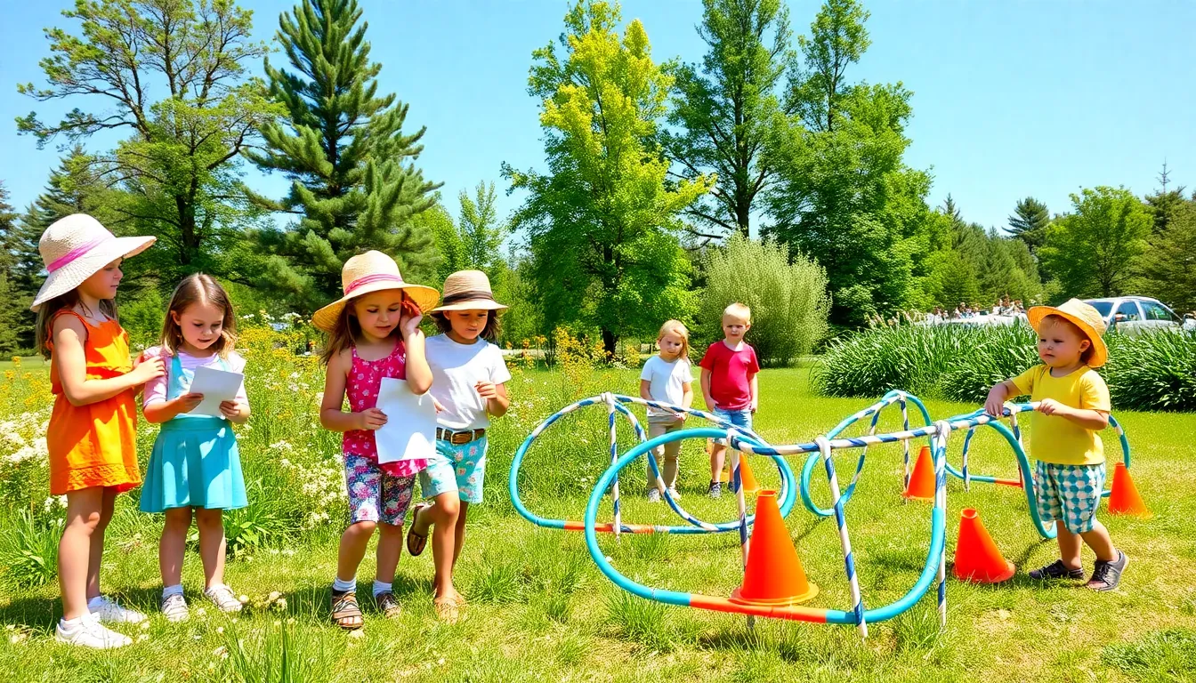 children enjoying outdoor activities in a vibrant park setting.