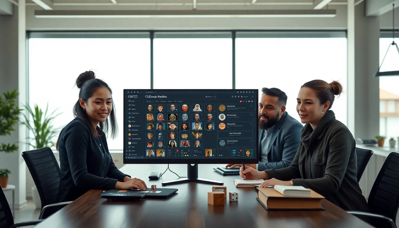 professionals collaborating around CK2Generator interface in a modern office.