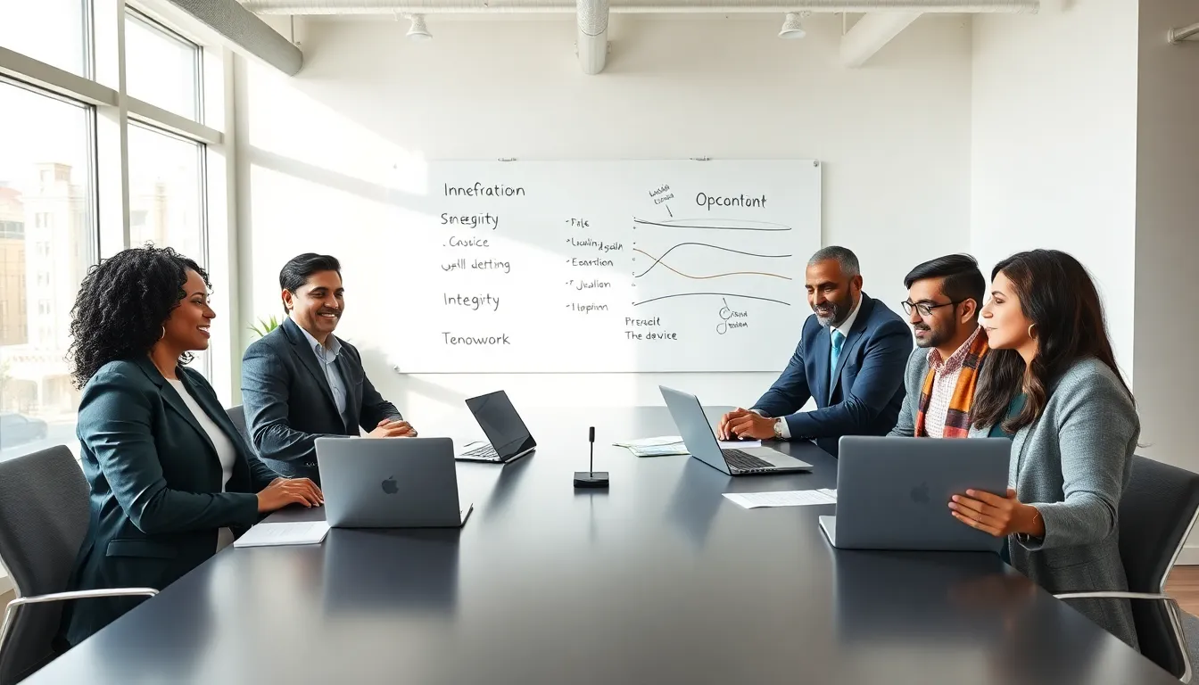 HomeRocket Realty crew collaborating in a modern office meeting.