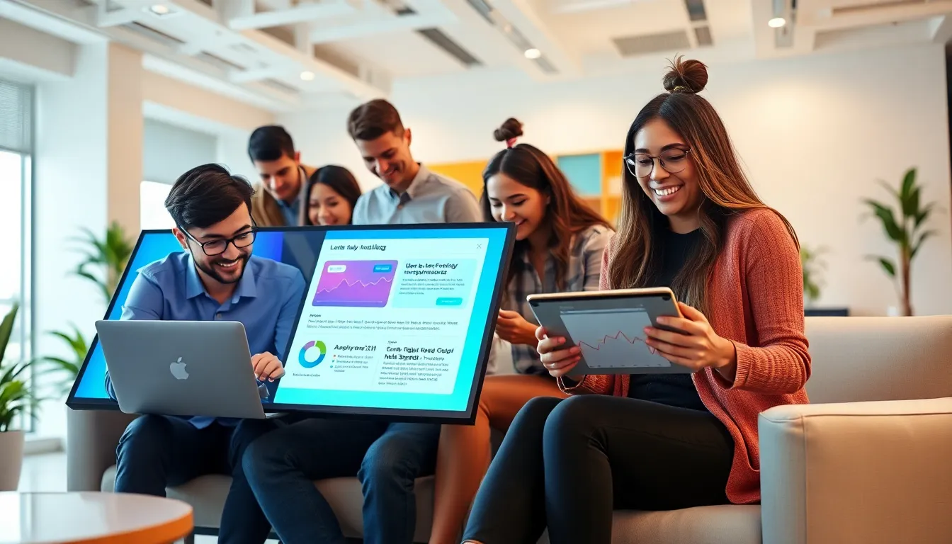 diverse creators collaborating in a modern workspace.