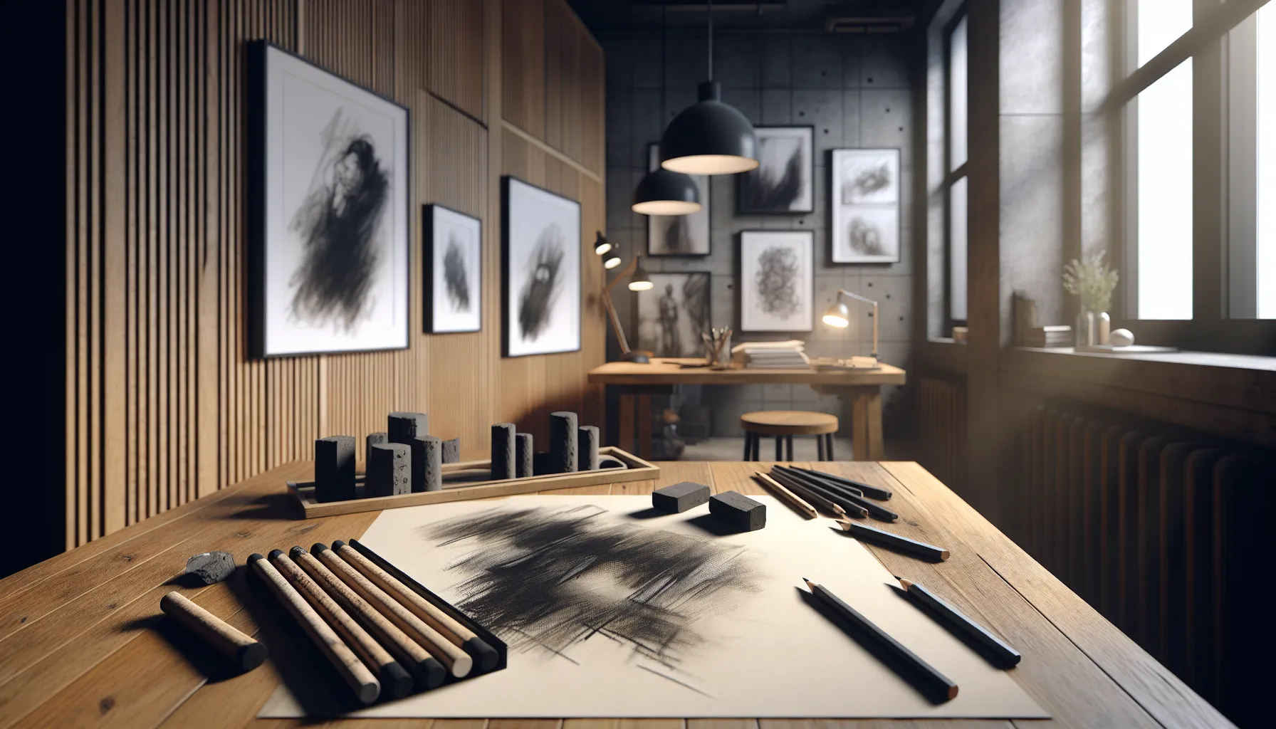 A comparison of charcoal and graphite art materials and drawings.