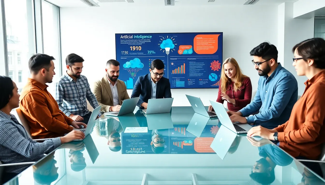 diverse team collaborating in a modern software development office.