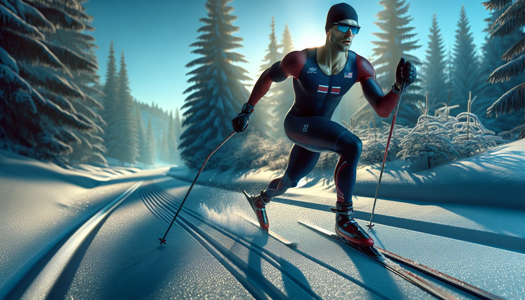 Two norwegian skiers train classic and skate technique on a quiet winter forest trail.