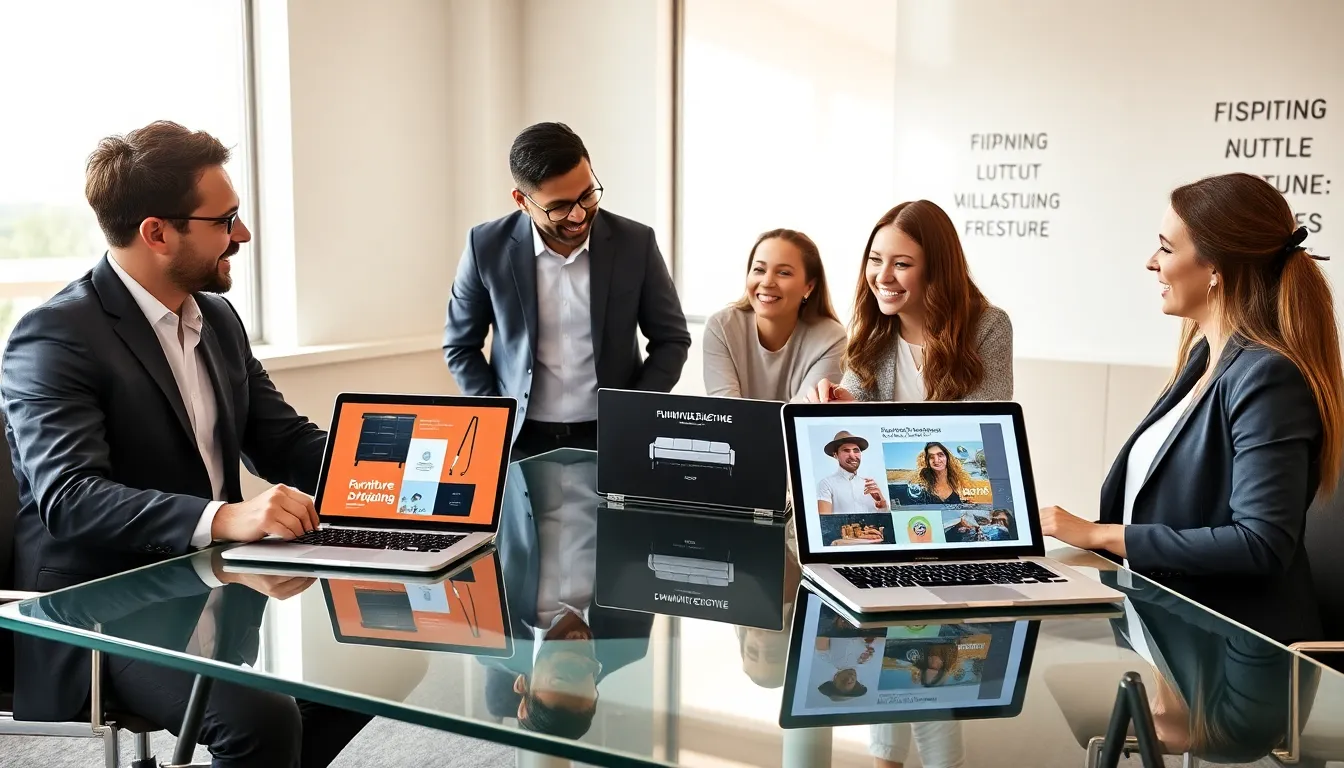 professionals brainstorming side hustle ideas in a modern office.