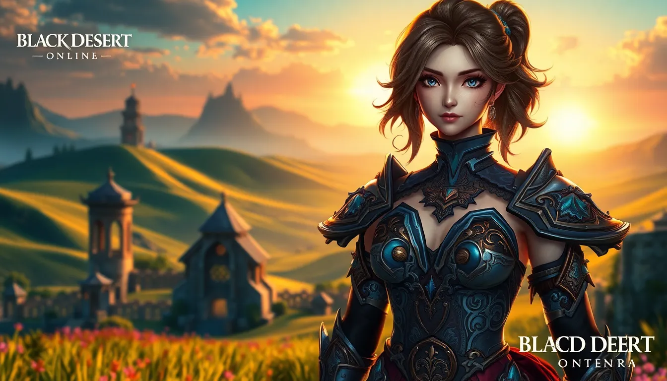 fantasy character in a lush Black Desert Online landscape.