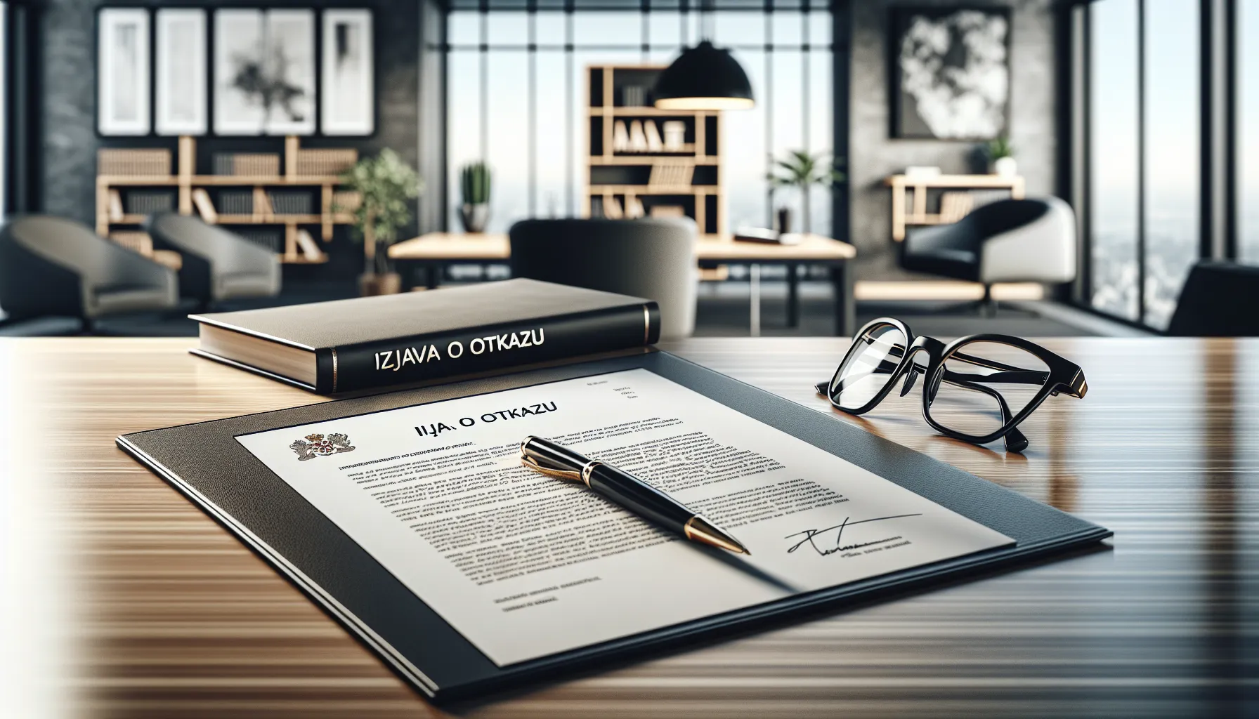 Croatian employment termination document on professional office desk