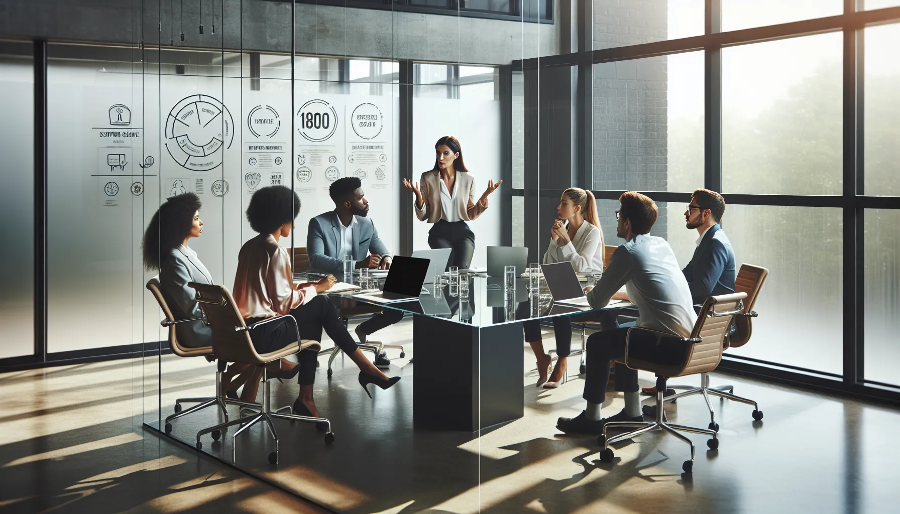 diverse professionals collaborating in a modern office setting.