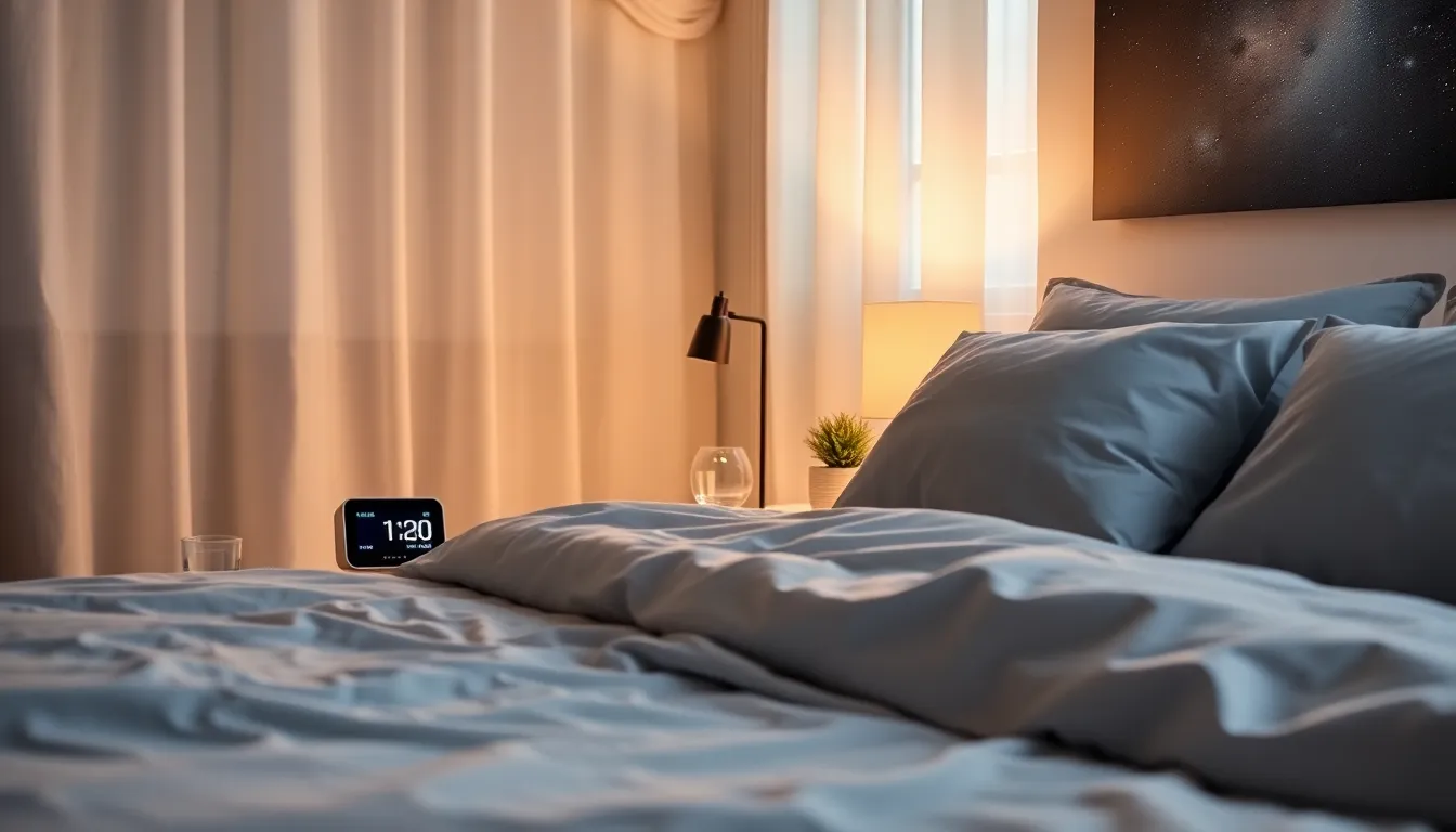 a calm bedroom scene promoting good sleep.