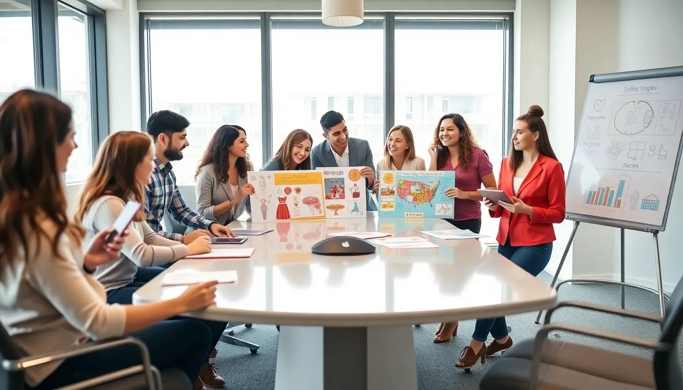 diverse team discussing budget-friendly event planning in a modern office.