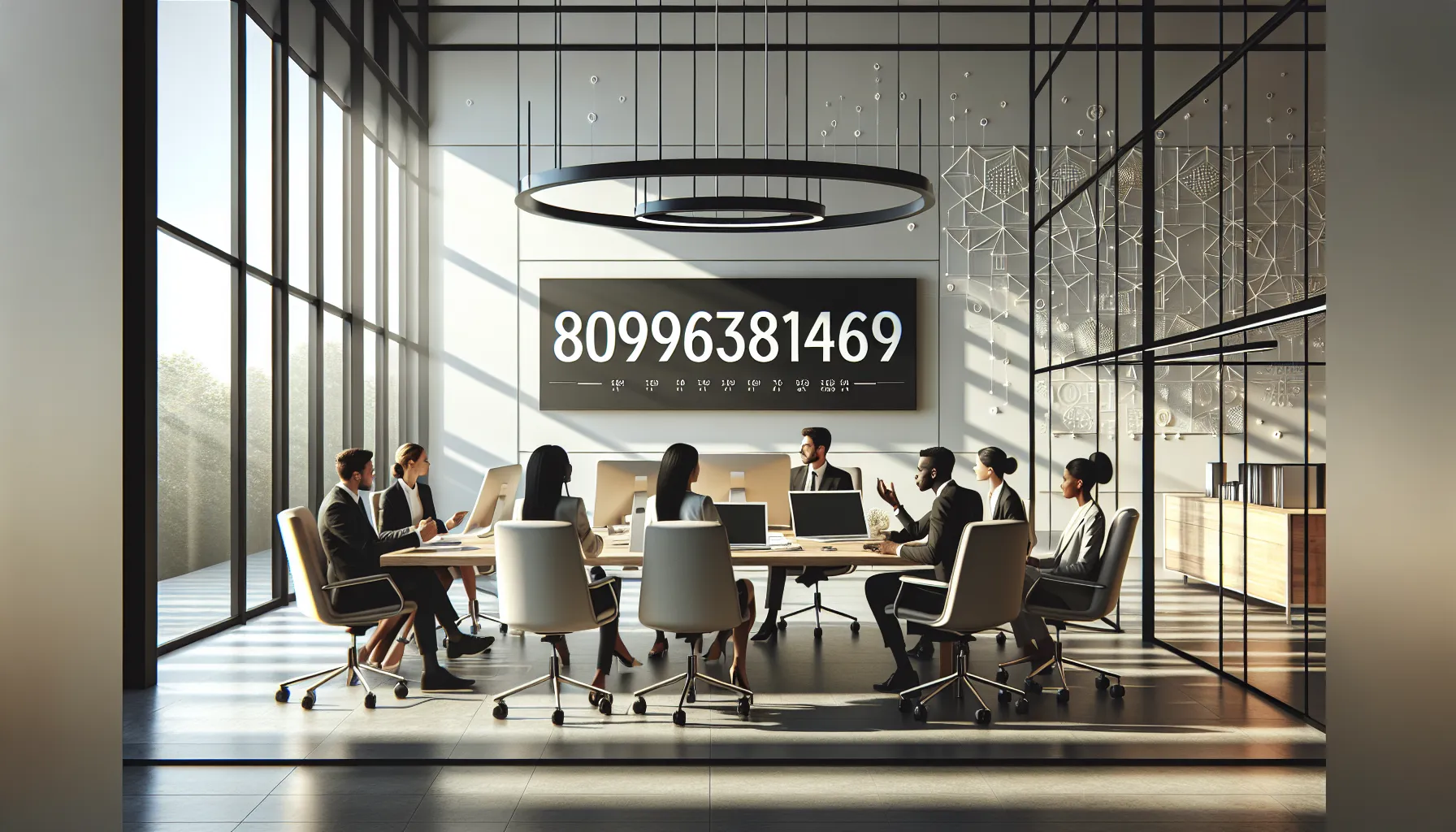 diverse team discussing significance of a number in a modern office.