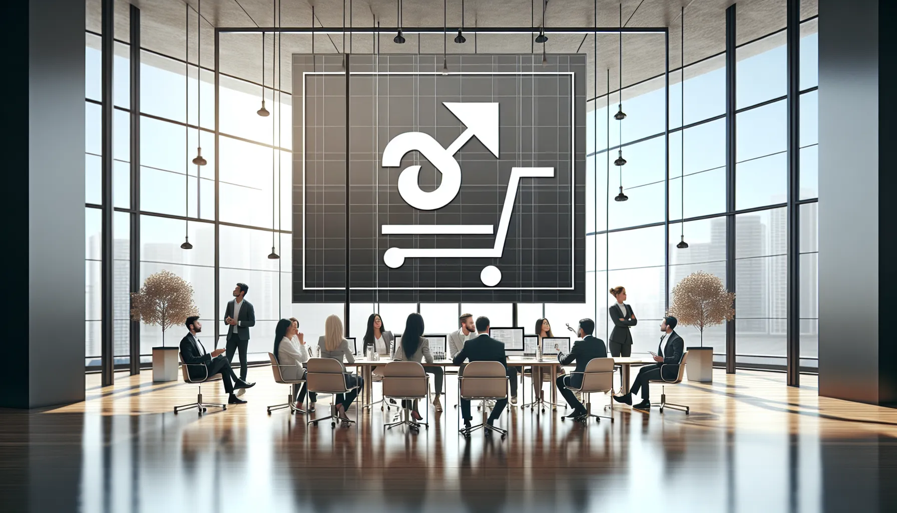 team collaborating on logo design in a modern office setting.