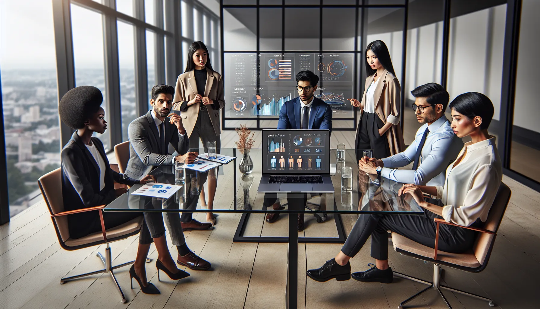 diverse team brainstorming about unique phone numbers in a modern office.