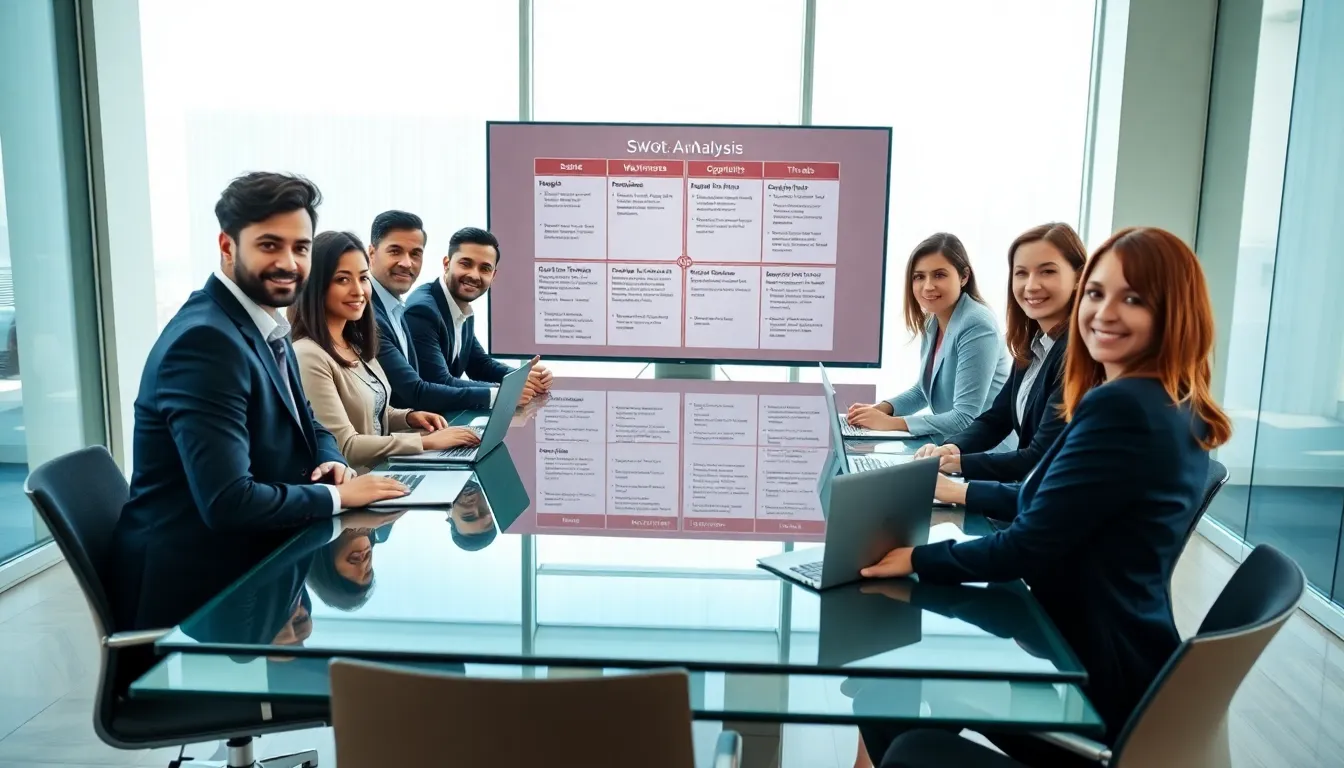 diverse professionals discussing business strategies at a modern conference table.