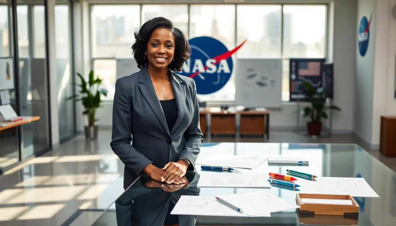African American woman in a professional setting, representing Mary Jackson.