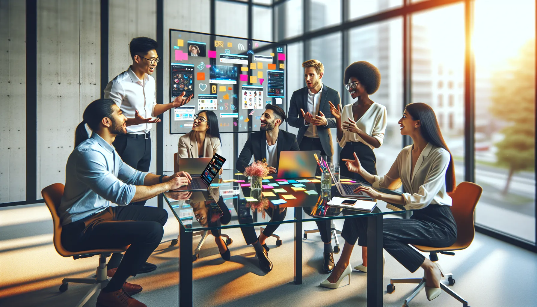 professionals discussing Bledain89 in a modern office.