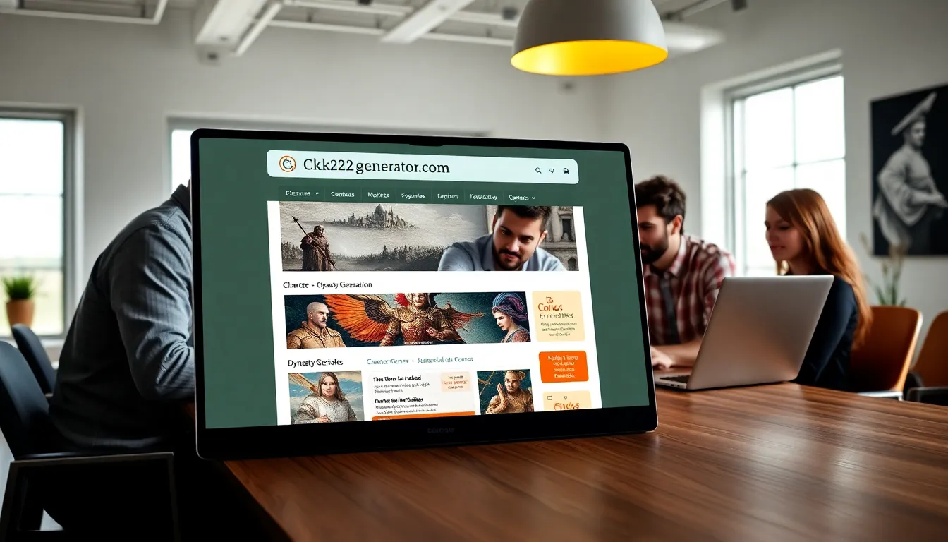 diverse gamers using a character generation tool on laptops.