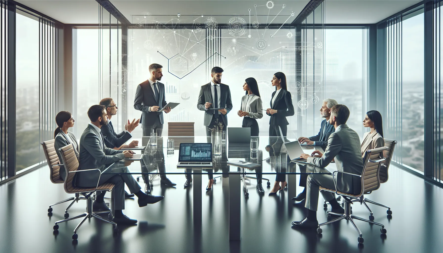 diverse team collaborating on innovative strategies in a modern office.