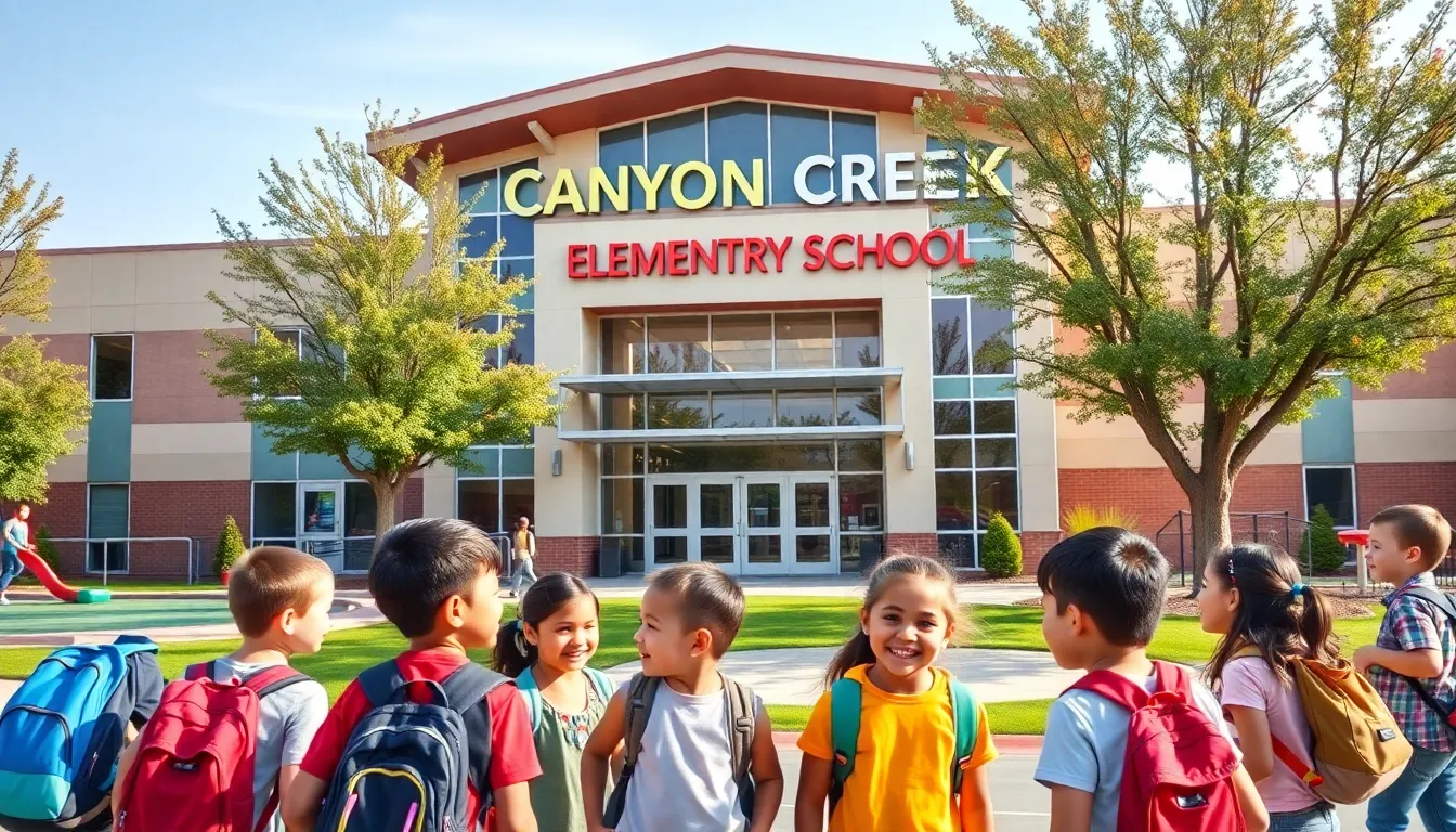 Canyon Creek Elementary School with engaged students and a vibrant playground.