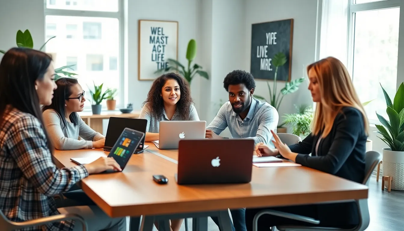 diverse group in a workshop focused on content creation courses.