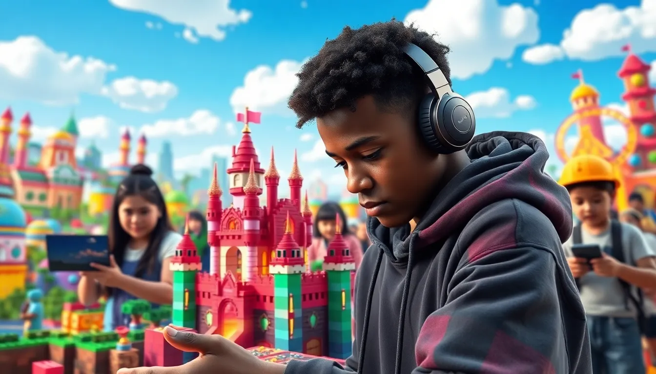 Players creatively building in a vibrant Minecraft ImagineerGames environment.