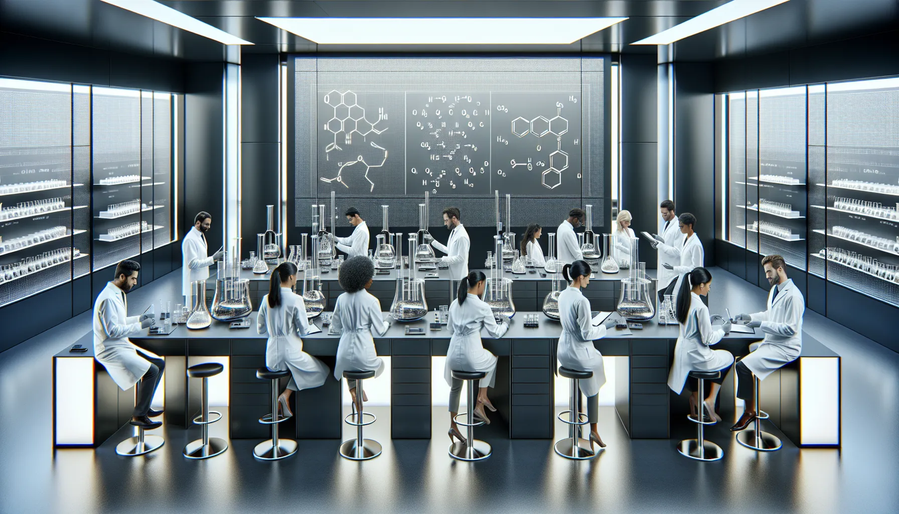 professionals researching melamine in a modern laboratory.