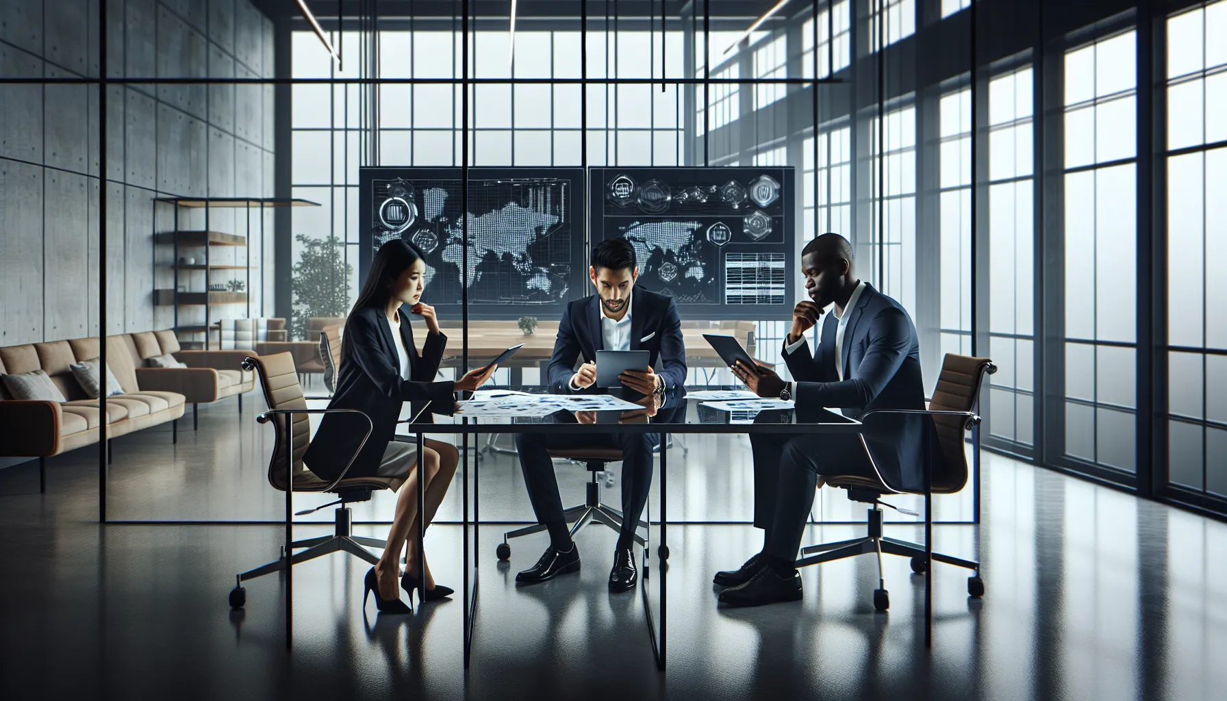 diverse team discussing a unique product identifier in a modern office.